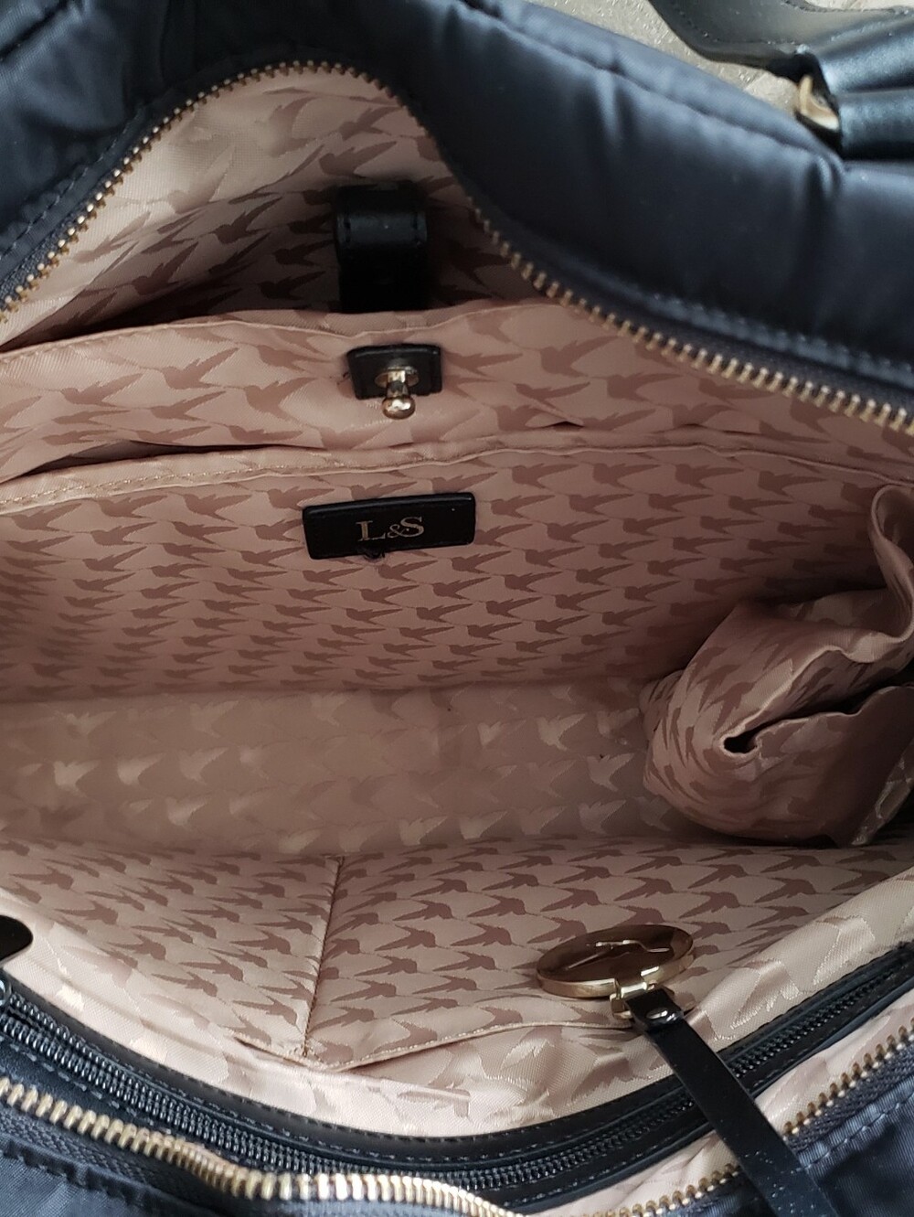 Lo & Sons The O.G. Travel Bag Black Nylon Gold Tote Weekender Laptop - Picture 8 of 16